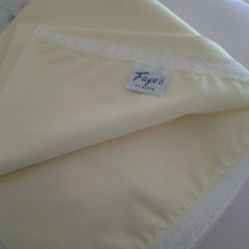 Faye's Christening Cloth Yellow & White Lace Trim